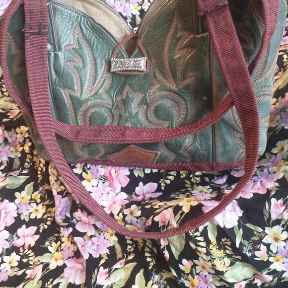 UNIQUE GREEN JUSTIN COM BLAST COWBOY BOOT HANDBAG - Picture 13 of 16
